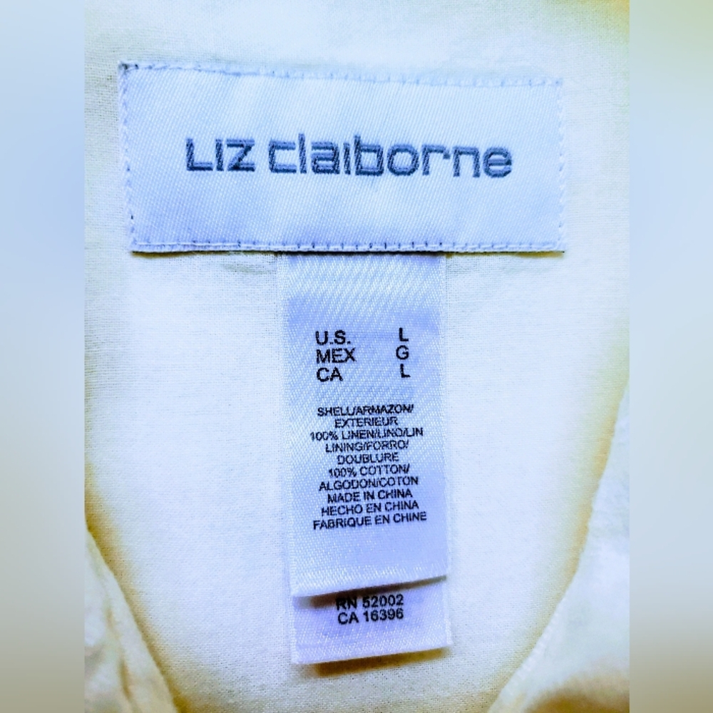 Beautiful Ivory Linen Embroidered Jacket Liz Claiborne - Picture 10 of 10